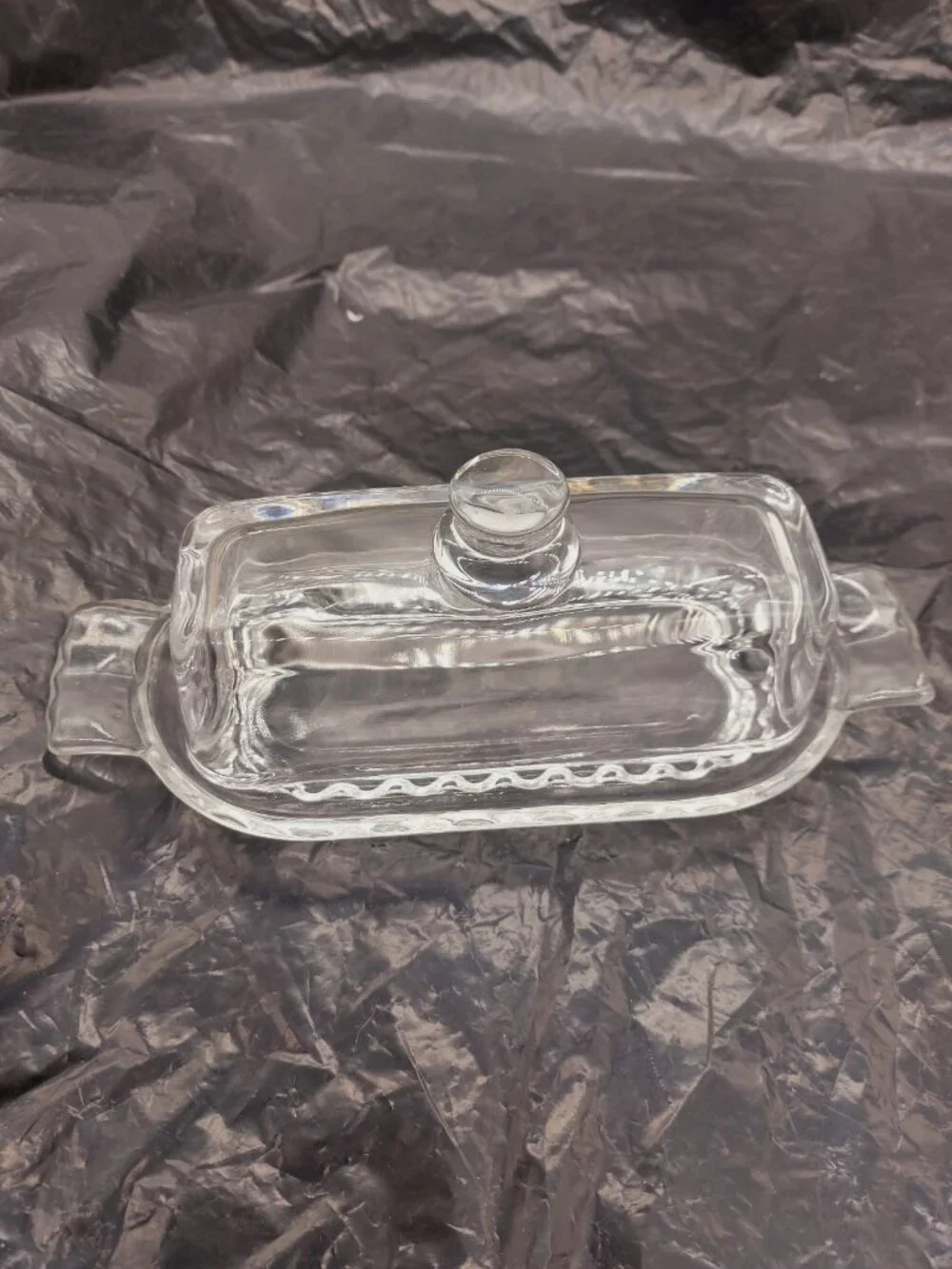 Glass Butter Dish with Lid for Countertop Clear Crystal Classic